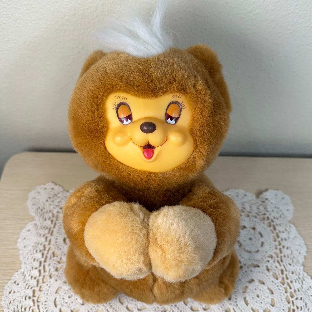 Vintage TB Trading Plastic Rubber Vinyl Face Plush Stuffed Praying Teddy Bear